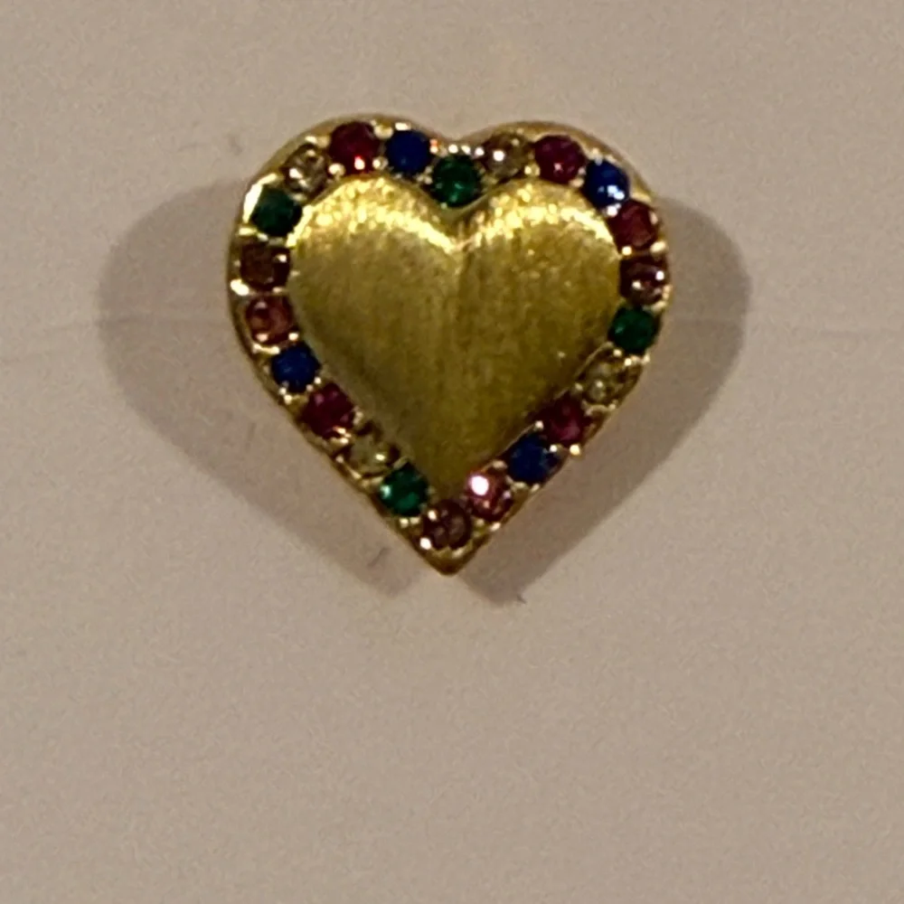 kate spade Gold Heart Stud Earrings with Multicolor Gems NWT - Picture 3 of 3